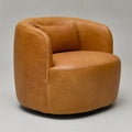 KINWELL Contemporary Genuine Leather Swivel Armchair with Cushion