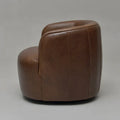 KINWELL Contemporary Genuine Leather Swivel Armchair with Cushion
