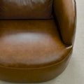 KINWELL Contemporary Genuine Leather Swivel Armchair with Cushion