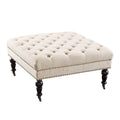 Abigal Natural Square Tufted Footstool