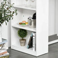 HOMCOM White Bar Table with 3-Tier Storage Shelf, Metal Frame, and Sturdy Thick Top - Ideal for Kitchen and Pub Use