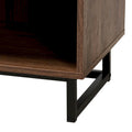 Sadia Contemporary Walnut Brown Wood and Black Metal 1-Drawer Side Table