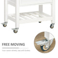 HOMCOM Rolling Kitchen Cart - Versatile Kitchen Island with Smooth Rubberwood Top and Narrow Butcher Block Surface on Wheels