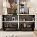 Contemporary 63-Inch Black and White Bookmatched Buffet with 4 Doors - Stylish Sideboard Table
