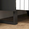Contemporary 63-Inch Black and White Bookmatched Buffet with 4 Doors - Stylish Sideboard Table