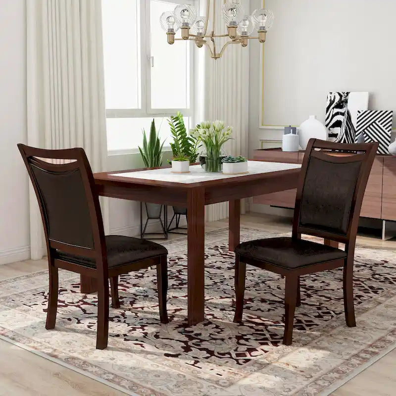 Set of 2 Zita Modern Classic Espresso Leather Dining Chairs by Furniture of America