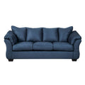 Aruca Navy Blue Microfiber Sofa and Loveseat Set with Pillow Back