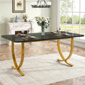 Modern 63-Inch Black Rectangular Dining Table for 4 to 6 People