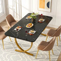 Modern 63-Inch Black Rectangular Dining Table for 4 to 6 People