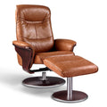 Artiva USA 'Milano' Contemporary Brown Leather Swivel Recliner with Ottoman