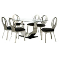 Heer Contemporary Black Steel U-Shaped Pedestal 7-Piece Dining Set by Furniture of America