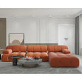 Contemporary Large Modular Sectional Sofa in Orange Velvet