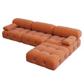 Contemporary Large Modular Sectional Sofa in Orange Velvet