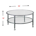 Glenn Distressed Silver Round Coffee Table with Glass Top and Shelf by SEI Furniture