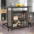 3-Tier Home Bar Unit with Glass Holder and Wine Storage