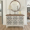 Vintage-Inspired Hollow-Carved 3-Door Storage Cabinet