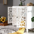Vintage-Inspired Hollow-Carved 3-Door Storage Cabinet