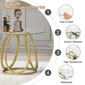 Myhozm Glass Side Table for Living Room with Sturdy Metal Frame
