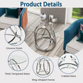 Myhozm Glass Side Table for Living Room with Sturdy Metal Frame