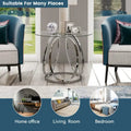 Myhozm Glass Side Table for Living Room with Sturdy Metal Frame