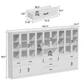 78.7-Inch Modular White Curio Cabinet with Glass Doors for Buffet Display