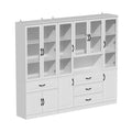 78.7-Inch Modular White Curio Cabinet with Glass Doors for Buffet Display
