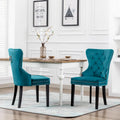 Set of 2 Grandview Tufted Upholstered Dining Chairs with Nailhead Trim and Ring Pull