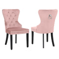 Set of 2 Grandview Tufted Upholstered Dining Chairs with Nailhead Trim and Ring Pull