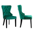 Set of 2 Grandview Tufted Upholstered Dining Chairs with Nailhead Trim and Ring Pull