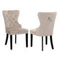 Set of 2 Grandview Tufted Upholstered Dining Chairs with Nailhead Trim and Ring Pull