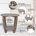 COZAYH Set of 2 Rustic Farmhouse End Tables with Storage Shelf - Vintage Grey French Country Accent Side Tables