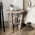 COZAYH Set of 2 Rustic Farmhouse End Tables with Storage Shelf - Vintage Grey French Country Accent Side Tables