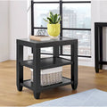 Cordero 16-Inch Wide Wood and Glass Top Chairside End Table with Shelf Storage