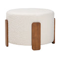 Finlay Contemporary Japandi Boucle Upholstered Wood Ottoman