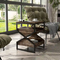 Denhour DH BASIC 17-Inch Metal Industrial End Table with 1 Open Shelf