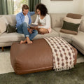 Atrium Collection Lino Oversized Ottoman & Lounger - Large Faux Leather Couch Accessory