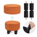 Adeco Modern Velvet Round Ottoman Footrest Stool with Padded Seat