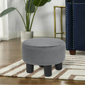 Adeco Modern Velvet Round Ottoman Footrest Stool with Padded Seat