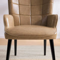 Set of 2 High-Back Tufted Accent Chairs in Cream, Brown, and Taupe
