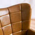 Set of 2 High-Back Tufted Accent Chairs in Cream, Brown, and Taupe