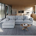 Sectional Couch with L-Shaped Design and Linen Upholstery, Featuring Multiple Cushions