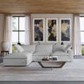 Sectional Couch with L-Shaped Design and Linen Upholstery, Featuring Multiple Cushions