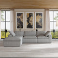 Sectional Couch with L-Shaped Design and Linen Upholstery, Featuring Multiple Cushions