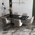 SEYNAR Set of 6 Modern Glam Boucle Velvet Dining or Vanity Chairs with Rear Handle