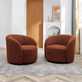 Set of 2 KINWELL 34-Inch Wide Upholstered Swivel Barrel Chairs