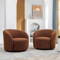 Set of 2 KINWELL 34-Inch Wide Upholstered Swivel Barrel Chairs