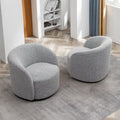 Set of 2 KINWELL 34-Inch Wide Upholstered Swivel Barrel Chairs