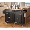 Solid Wood Top Kitchen Island Cart with Locking Wheels