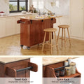 Solid Wood Top Kitchen Island Cart with Locking Wheels