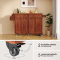Solid Wood Top Kitchen Island Cart with Locking Wheels